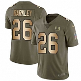 Youth Nike Giants 26 Saquon Barkley Olive Gold Salute To Service Limited Jersey Dyin